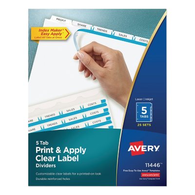 Avery - Index Maker Clear Label Dividers, 5 Tabs - 25 Sets