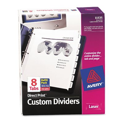 Avery - Direct Print Presentation Dividers, 5 or 8 Tab - 24 Sets