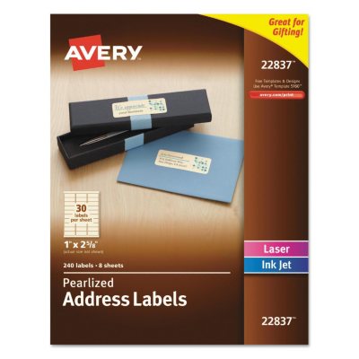Avery - Rectangle Print-to-the-Edge Labels, 1 x 2 5/8, Pearl -  240/Pack