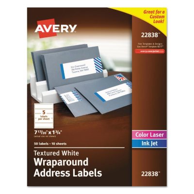 Avery - Rectangle Print-to-the-Edge Labels, 7 17/20 x 1 3/4, White -  50/Pack