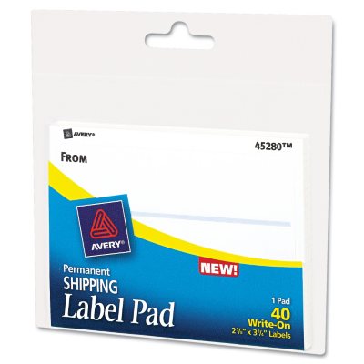 Avery Permanent Label Pads - 3" x 4" - White - 40 pk.