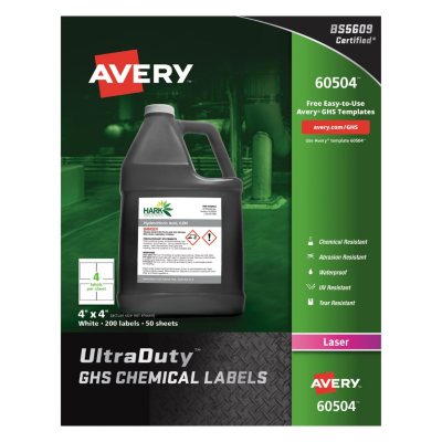 Avery UltraDuty GHS Chemical Labels, Laser, 4