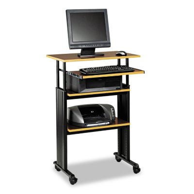 Safco High Adjustable Height Stand-Up Workstation, Cherry/Black
