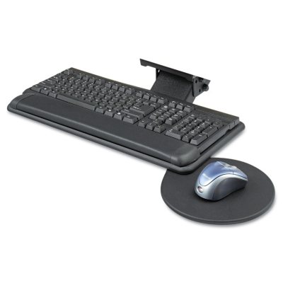 Safco Adjustable Keyboard Platform with Swivel Mouse Tray, Black