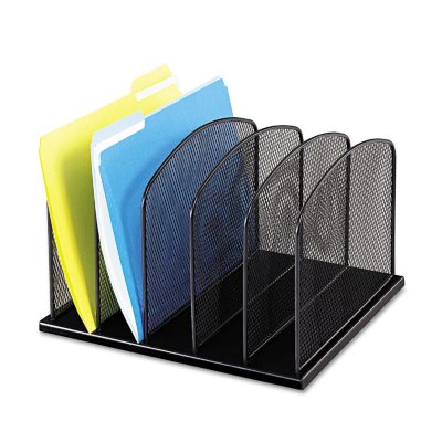 Safco 5-Section Horizontal Mesh Desk Organizers, Black