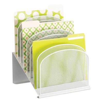 Safco Onyx Mesh Desk Organizer, 8-Tiered Sections, White