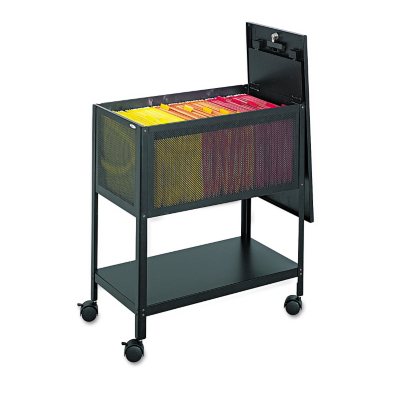 Safco - Steel Mesh Tub File With Lid, Letter, 24" - Black