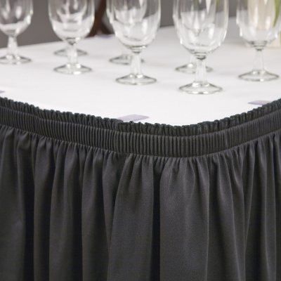Riegel Polyester Shirred Table Skirting - 30" x 72" x 29" - Black