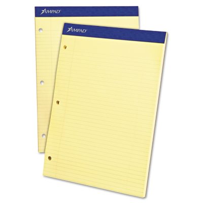 Ampad Evidence Pad -  Dual College/Med Ruled -  8 1/2" x 11 3/4"  -  Canary - 100 Sheets