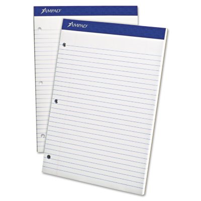 Ampad Evidence Dual Ruled Pad -  Legal/Wide Rule -  8 1/2" x 11 3/4"  -  White - 100 Sheets