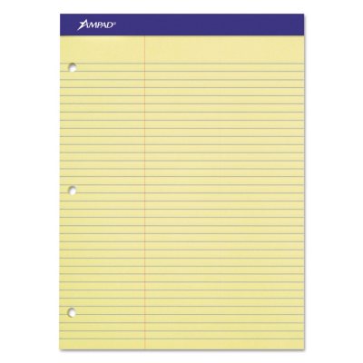Ampad Evidence Dual Ruled Pad -  Law Rule -  8 1/2" x 11 3/4"  -  Canary - 100 Sheets