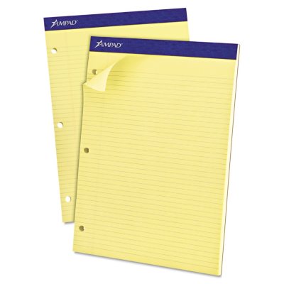 Ampad Evidence Dual Rule Narrow/Margin Pad -  8 1/2" x 11 3/4"  -  Canary - 100 Sheets