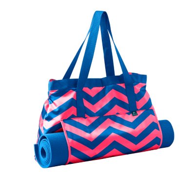 Lotus Yoga Mat and Tote, Blue and Pink