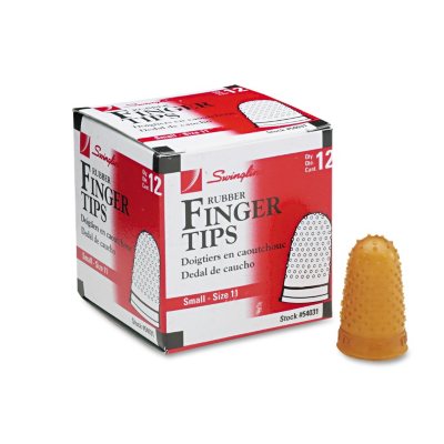 Swingline - Rubber Finger Tips, Size 11 1/2, Medium, Amber, 12 Pack
