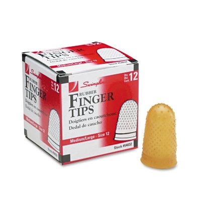 Swingline - Rubber Finger Tips, Size 11 1/2, Medium, Amber, 12 Pack