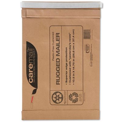 Caremail - Rugged Padded Mailer, Side Seam, 10 1/2x14 3/4, Light Brown, 25 Pack