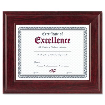 Dax Executive Document/Photo Frame, Desk/Wall Mount, Wood, 8-1/2 x 11, Mahogany