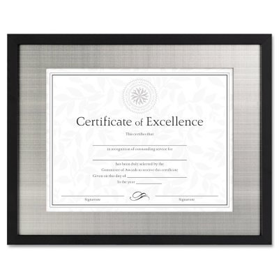 Dax Contemporary Wood Document/Certificate Frame - Silver Metal Mat - 11" x 14" - Black