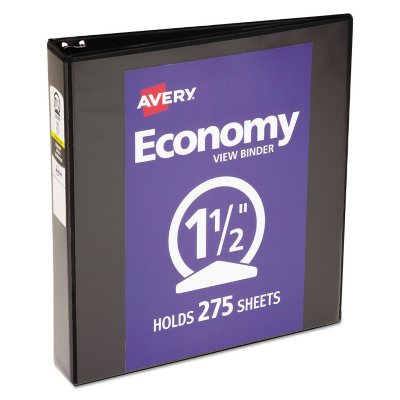 Avery - Economy Vinyl Round Ring View Binder, 1 1/2" Capacity - Black