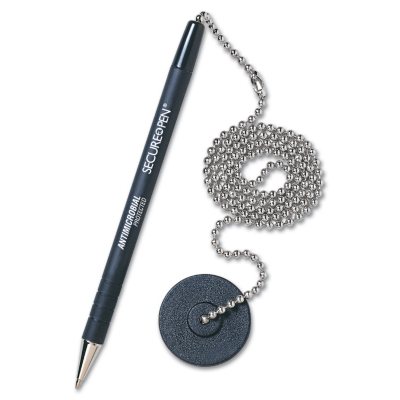 MMF Industries - Secure-A-Pen Ballpoint Counter Pen with Base, Black Ink - Medium