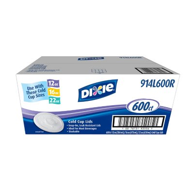 Dixie Cold Paper Cup Plastic Lids, Fits 12-22oz. (600ct.)