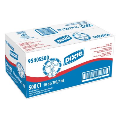 Dixie Hot Paper Cups Plastic Lids, Sip-Thru, 10 oz. (500 ct.)
