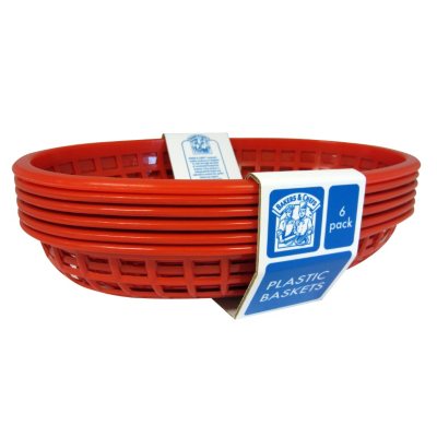Bakers & Chefs™ Red Oval Plastic Foodservice Baskets - 6 ct.
