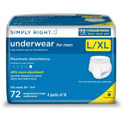 Simply Right Men's Protective Underwear Large - X-Large - 72 ct.