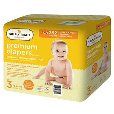 Simply Right Premium Baby Diapers (Choose Your Size)