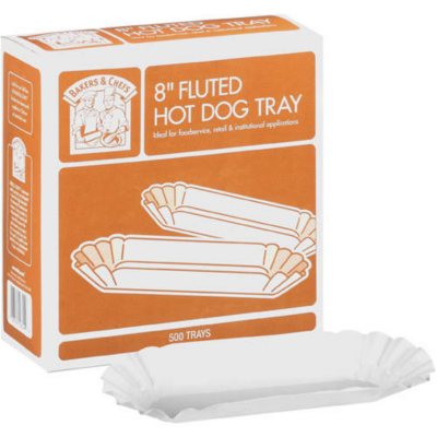 Bakers & Chefs Fluted Hot Dog Tray - 8" - 500 ct.