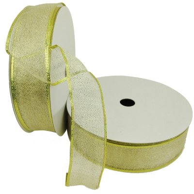 Member's Mark Premium Wired Ribbon, Gold Woven Metallic 1.5