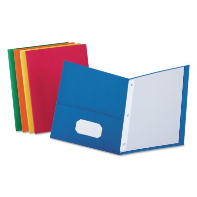 Oxford - Twin Pocket Portfolios w/Fasteners, Assorted Colors - 25 Count