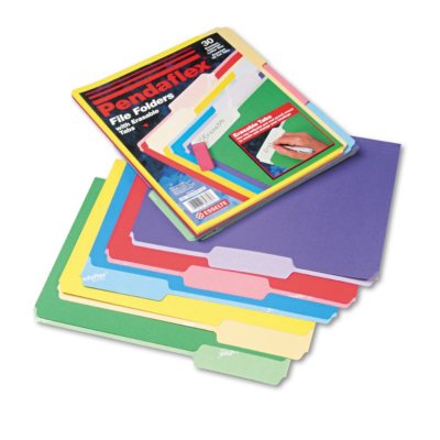 Pendaflex - Assorted File Folders w/Erasable Tabs, 1/3 Tab - 30 Count