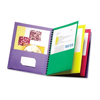Oxford Elegant Stripe Eight-Pocket Organizer, Embossed Leather Grain, Assorted Colors