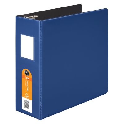 Wilson Jones Heavy Duty No Gap D-Ring Binder With Label Holder, 4" Capacity - Dark Blue