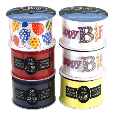 2.5" Happy Birthday Banner Ribbon Assortment - 6 pc.