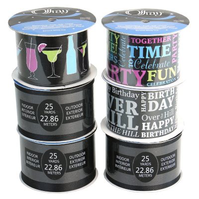 2.5" Birthday Banner Ribbon Assortment - 6 pc.