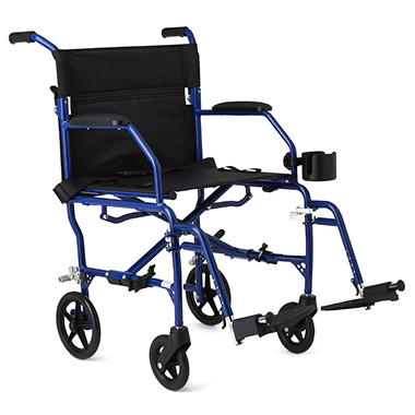 Ultra Lightweight Transport Wheelchair Blue   MDS808200SLBR
