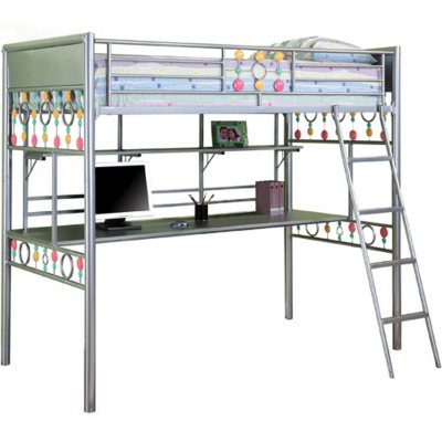 Bauble Girls Twin Size Study Loft Bunk Bed