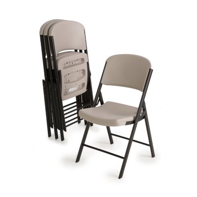 Lifetime Commercial Grade Contoured Folding Chair, Putty  4 pack 