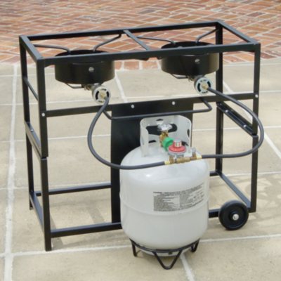 King Kooker 2 Burner Portable Propane Outdoor Frying Cart