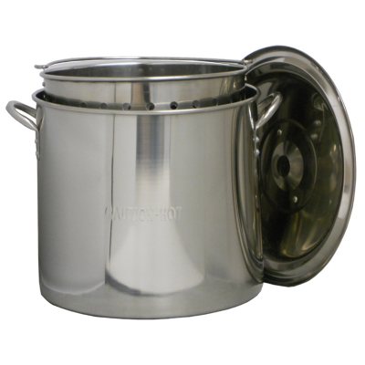 King Kooker Stainless Steel 32 qt. Pot with Basket and Lid