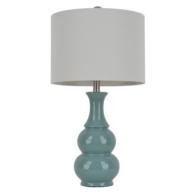 Gourd Ceramic Table Lamp, Light Blue 