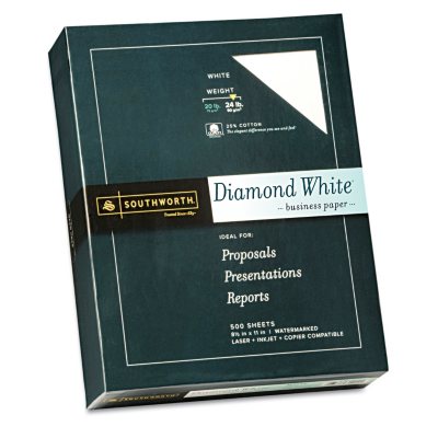 Southworth - Diamond White Fine Paper, 24lb, White - Ream