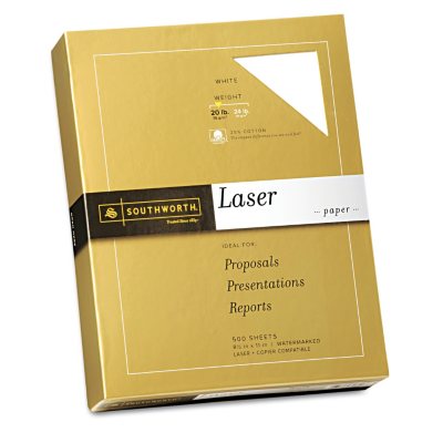 Southworth - Fine Laser Paper, 20lb, White - Ream