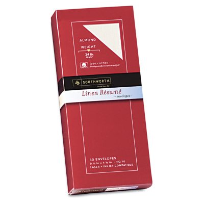 Southworth - 100% Cotton Linen #10 Résumé Envelopes - Almond - 50 Count