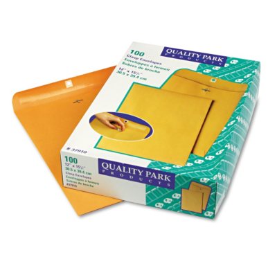 Quality Park - Clasp Envelope, 12 x 15 1/2, Brown Kraft - 100/Box