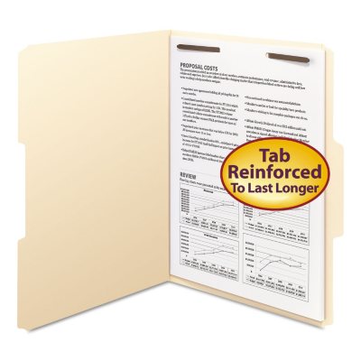 Smead - Folders, One Fastener, 1/3 Cut Assorted, Top Tab, Letter, Manila - 50 Pack