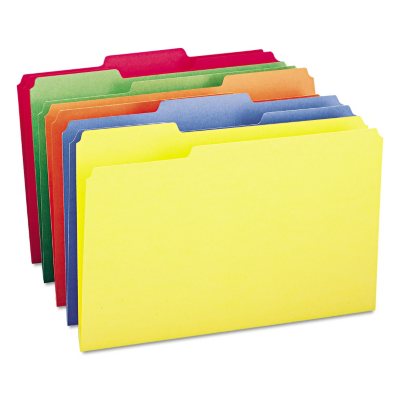 Smead 1/3 Cut Assorted Positions File Folders, Legal, Assorted Colors, 100ct.