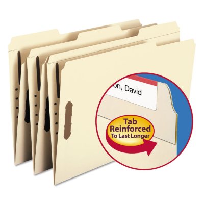 Smead 1/3 Cut Assorted Positions File Folders, Two Fasteners, Legal, Manila, 50ct.